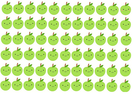 várias maçãs verdes enfileiradas 